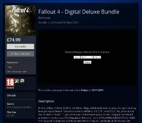 辐射4硬盘空间需求：PC版约24GB，Xbox One版28.12GB，主机版28-35GB